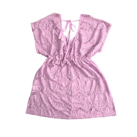 MIKEN Women's Lace Cold-Shoulder Swim Cover-Up Violet Tulle - Picture 4 of 7